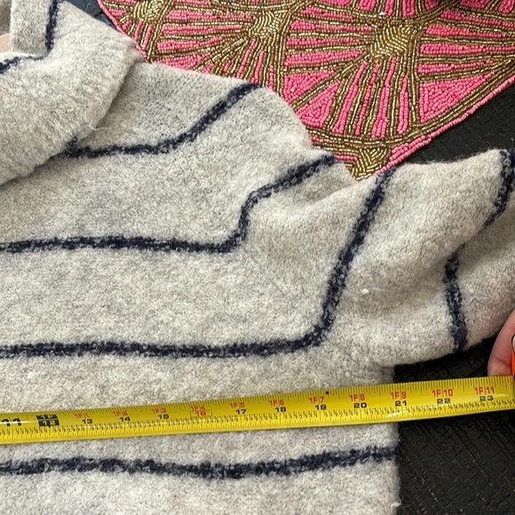 Madewell Roundtrip Turtleneck Sweater in Stripe sz Large Grey Navy Blue - Picture 8 of 9